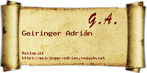 Geiringer Adrián névjegykártya